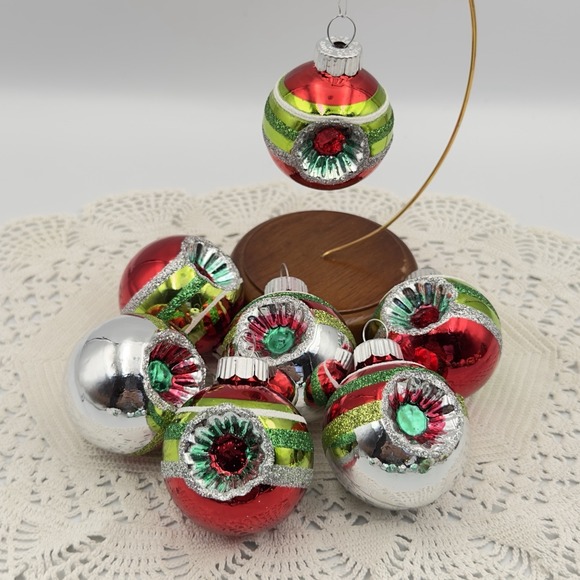 Christopher Radko Other - Lot 7 Christopher Radko Christmas Ornament Shiny Brite Reflector Indent Stripe